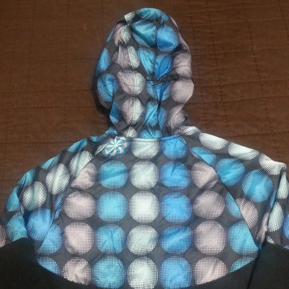 Nike Jacket Windrbreaker Running Dri Fit Hooded Women's Small Black Blue - Picture 6 of 12
